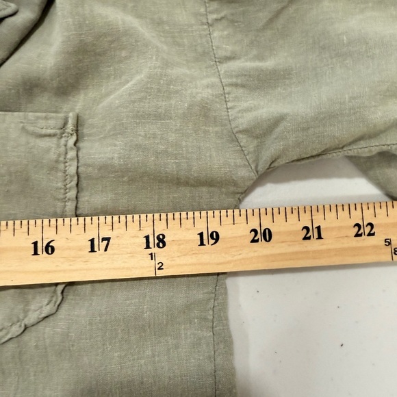 Zara Women’s Button Down Linen Blend Shirt Army Green Size S - Picture 5 of 6